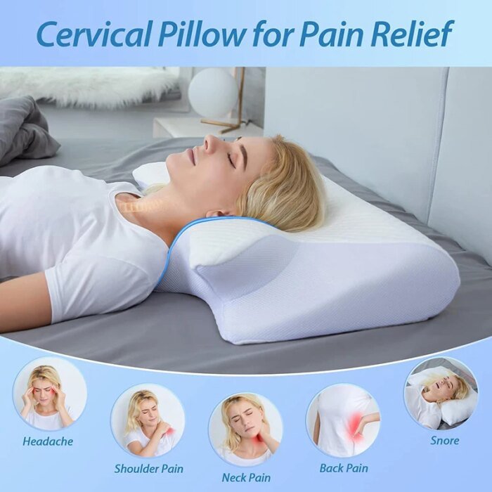1pc Memory Foam Cervical Pillow, 2 in 1 Ergonomic Contour Orthopedic Pillow for Neck Pain, Contoured Support Pillows,Neck Pillow - Image 5
