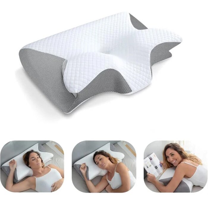 1pc Memory Foam Cervical Pillow, 2 in 1 Ergonomic Contour Orthopedic Pillow for Neck Pain, Contoured Support Pillows,Neck Pillow - Image 1