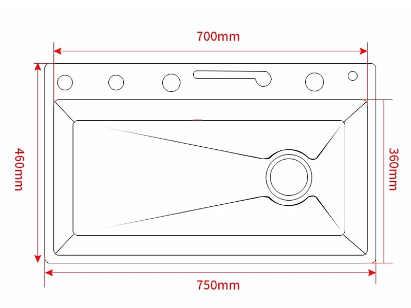 304 Stainless Steel Kitchen Sink With Digital Display Waterfall Faucet, Multifunctional 75*45Cm Large Single Slot Whale Sink 304 Stainless Steel Kitchen Sink With Digital Display Waterfall Faucet, Multifunctional 75*45Cm Large Single Slot Whale Sink