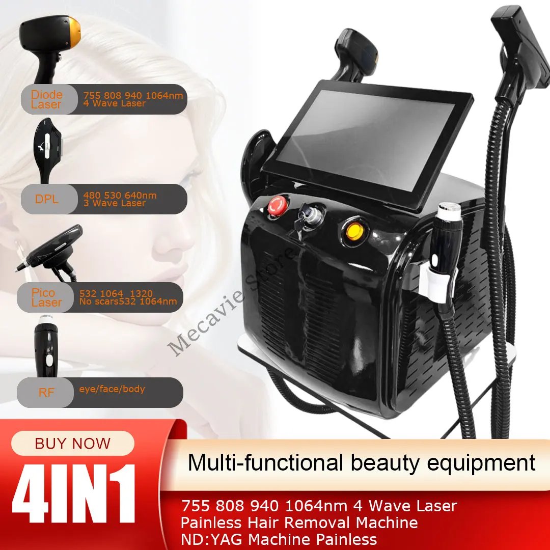 2025 Portable 4IN1 RF IPL OPT Soprano Ice Titanium 808nm Diode Laser Hair Removal Machine Picosecond PICO Tattoo Removal Device