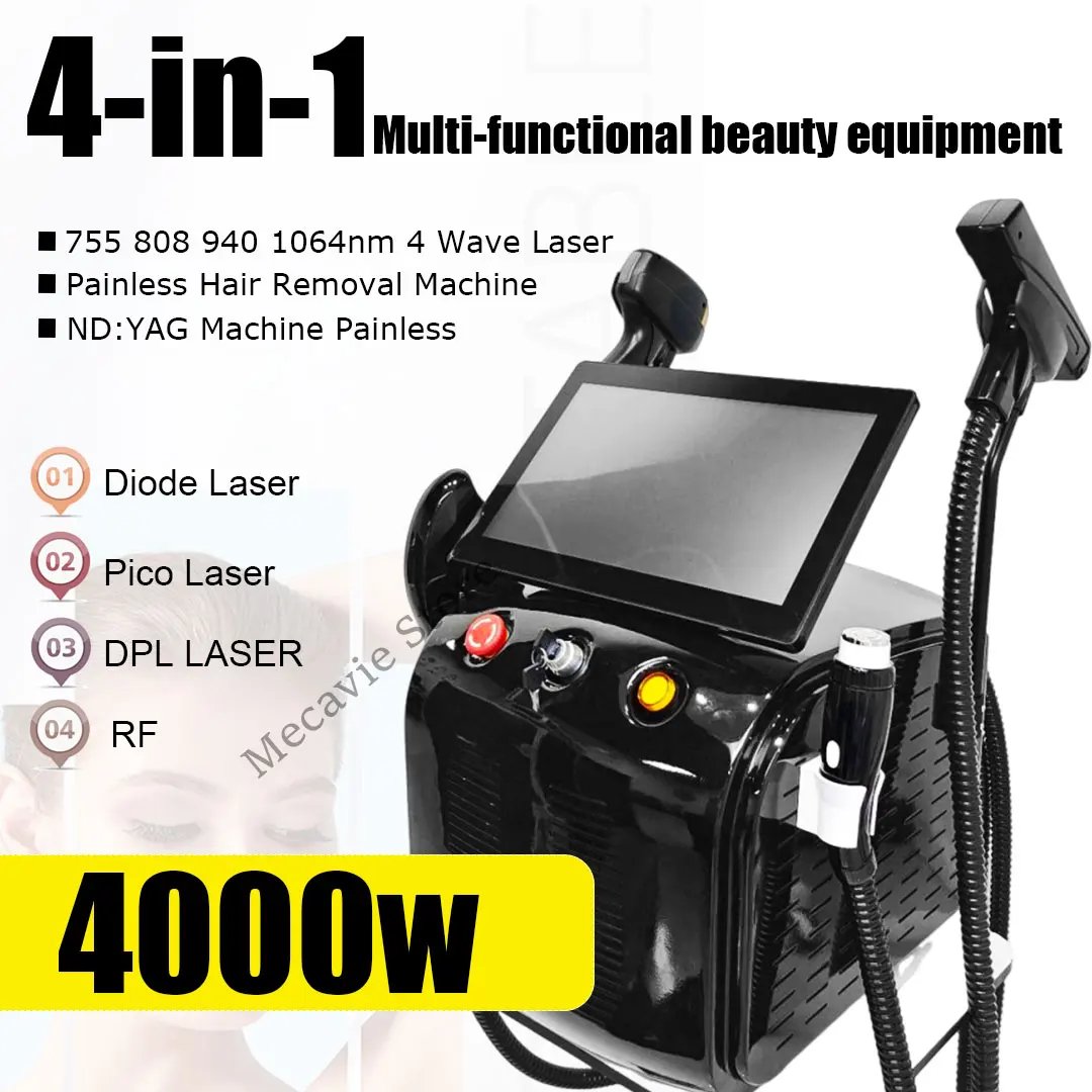 2025 Portable 4IN1 RF IPL OPT Soprano Ice Titanium 808nm Diode Laser Hair Removal Machine Picosecond PICO Tattoo Removal Device