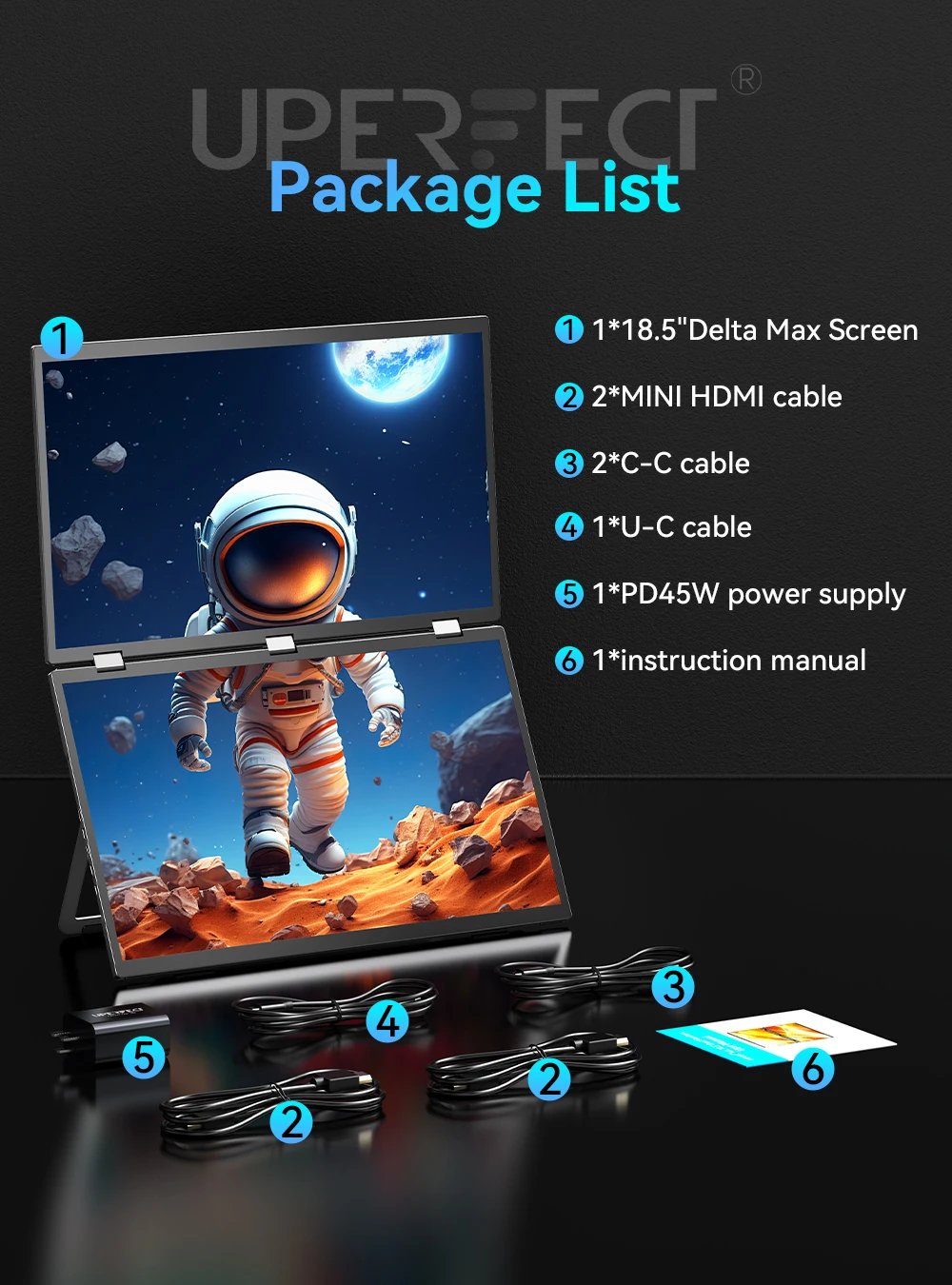 UStation Δ / Delta Plus Stacked Monitor No Drive Required Laptop Dual Screen Folding 18.5