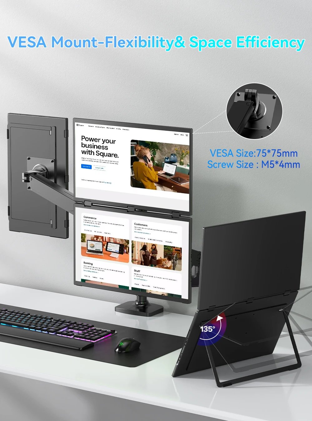 UStation Δ / Delta Plus Stacked Monitor No Drive Required Laptop Dual Screen Folding 18.5