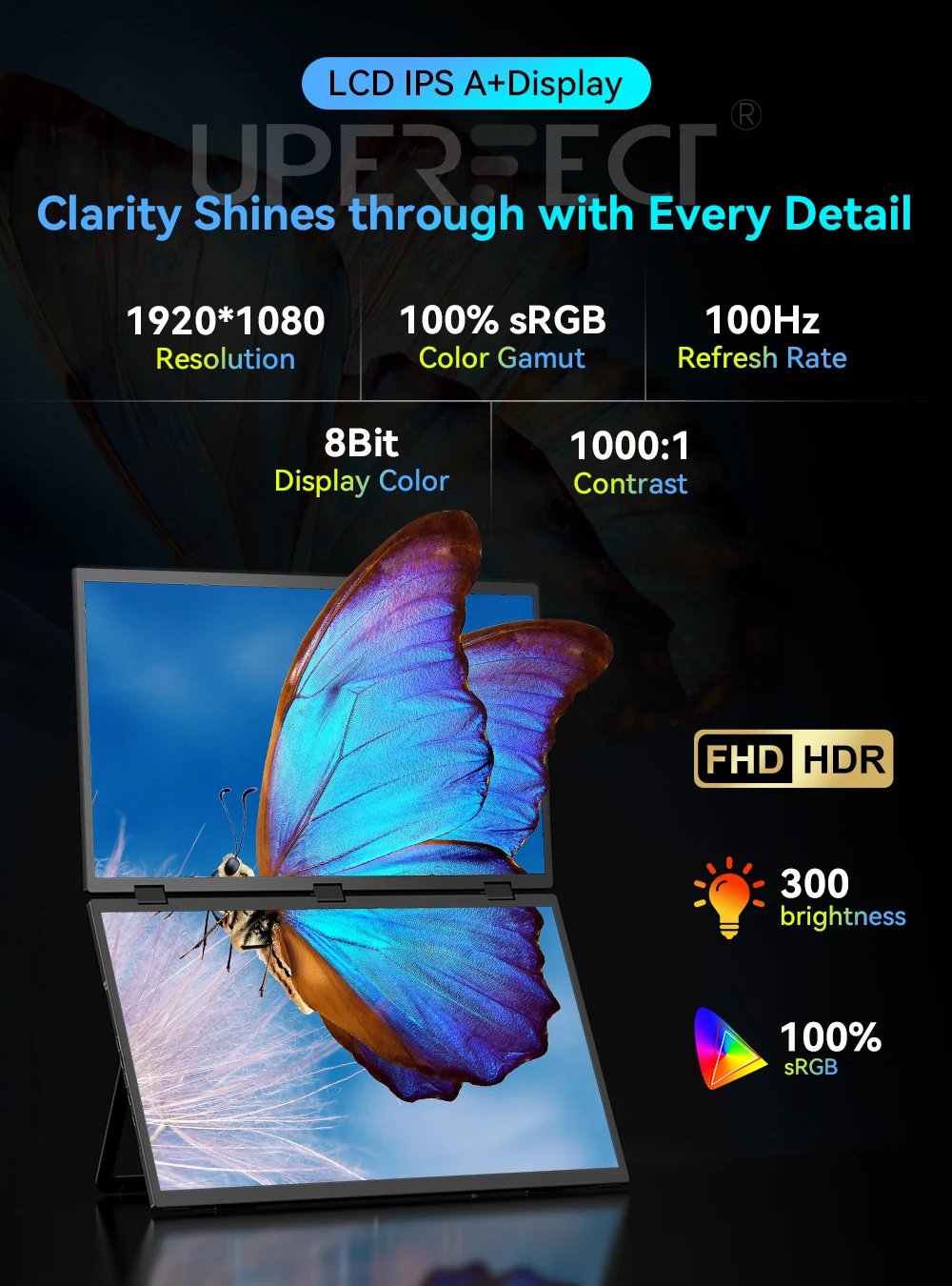 UStation Δ / Delta Plus Stacked Monitor No Drive Required Laptop Dual Screen Folding 18.5