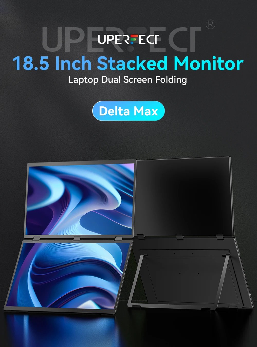 UStation Δ / Delta Plus Stacked Monitor No Drive Required Laptop Dual Screen Folding 18.5