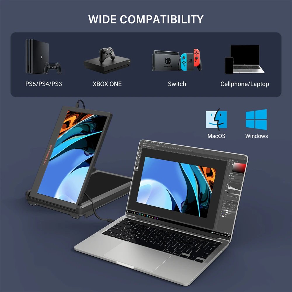 GTMEDIA 11.6Inch Portable Monitor 1920*1080 IPS FHD Triple Dual Extender Screen Full View Fold Display For 13.0-17.3Inch Laptops