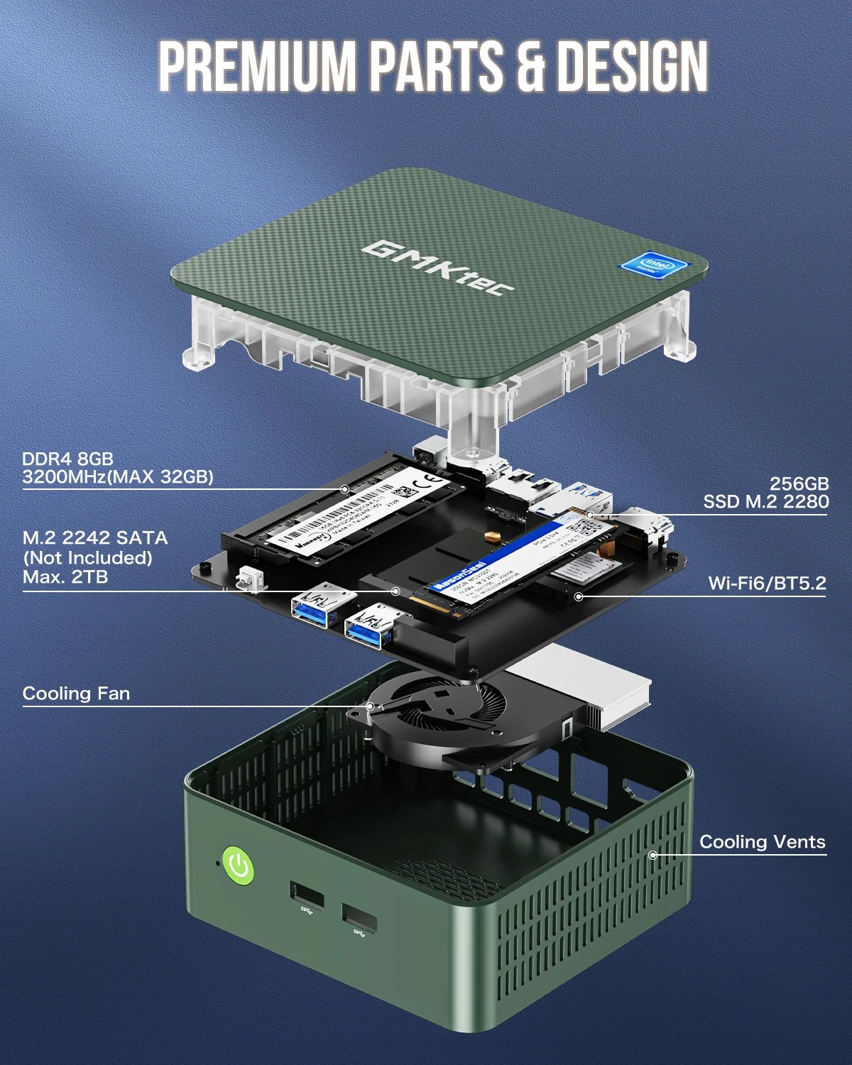 GMKtec G3 Mini PC Intel Alder Lake N100 Windows 11 Pro Mini PC 8/16GB DDR4 256/512GB PCIe M.2 SSD WiFi 6 BT5.2 Desktop Computer