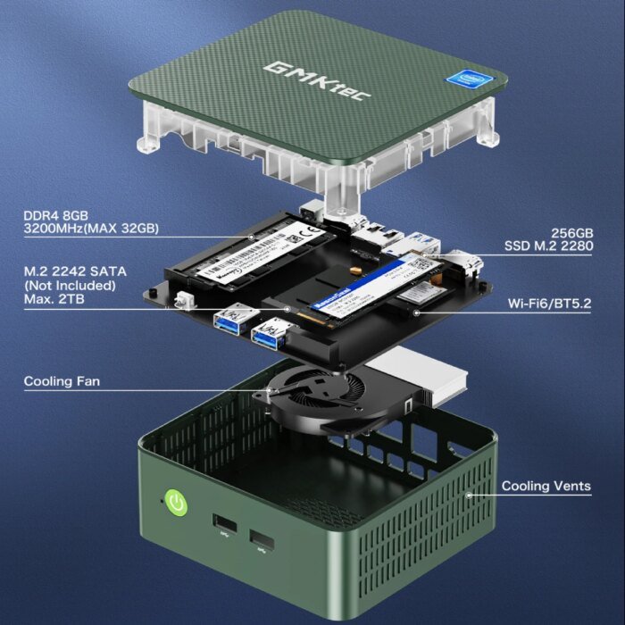 GMKtec G3 Mini PC Intel Alder Lake N100 Windows 11 Pro Mini PC 8/16GB DDR4 256/512GB PCIe M.2 SSD WiFi 6 BT5.2 Desktop Computer - Image 5