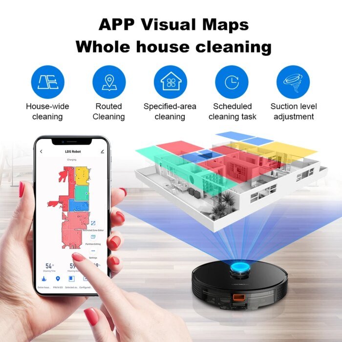 Liectroux / LILIN X6 LDS Robot Vacuum Cleaner,Laser Lidar Navigation,Wet Dry Mopping,6500Pa Suction,Multi-Floor Map,Carpet Boost - Image 2