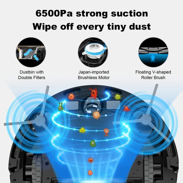Liectroux / LILIN X6 LDS Robot Vacuum Cleaner,Laser Lidar Navigation,Wet Dry Mopping,6500Pa Suction,Multi-Floor Map,Carpet Boost - Image 6