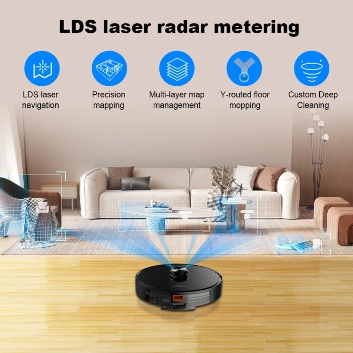 Liectroux / LILIN X6 LDS Robot Vacuum Cleaner,Laser Lidar Navigation,Wet Dry Mopping,6500Pa Suction,Multi-Floor Map,Carpet Boost - Image 4