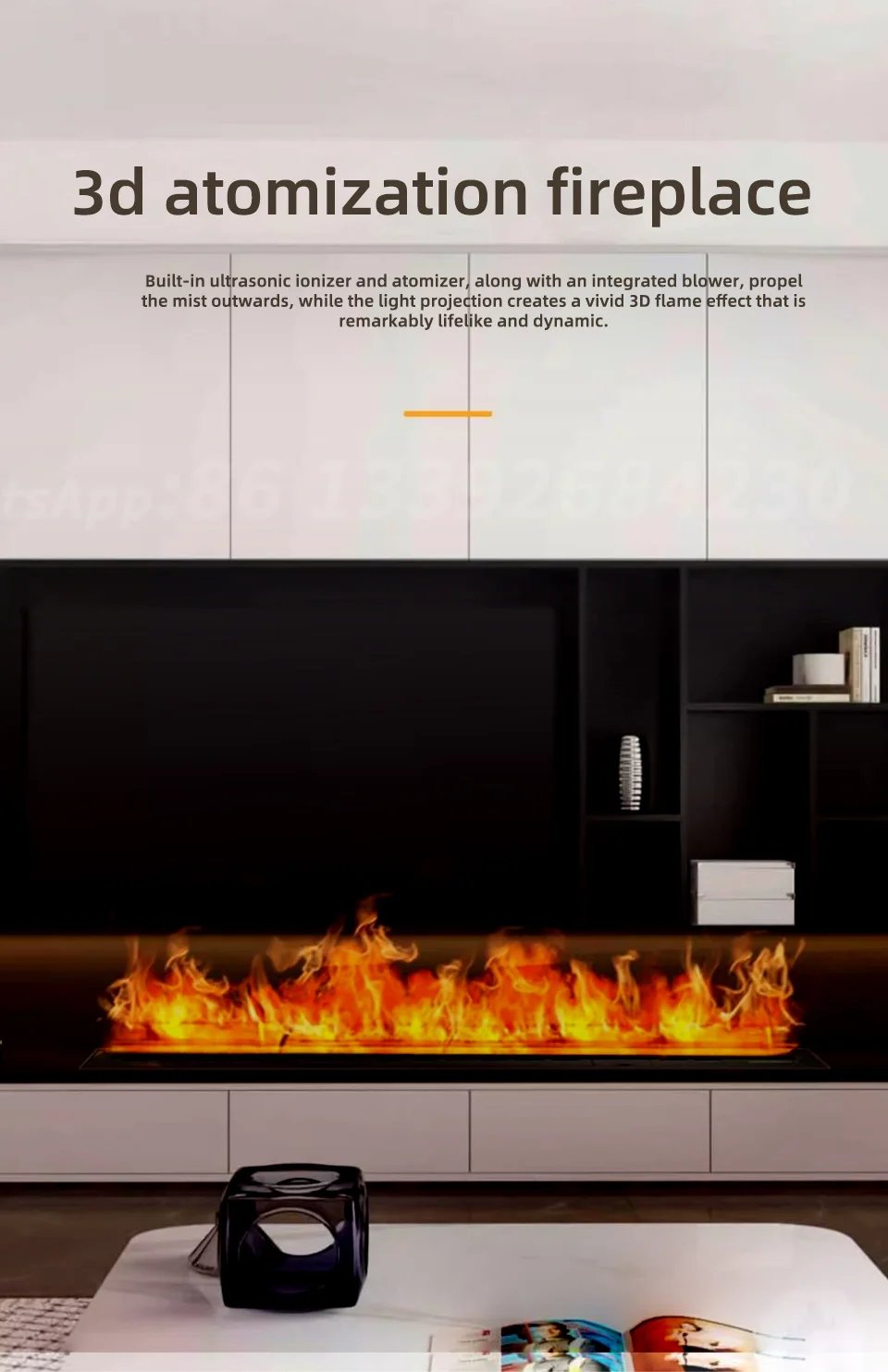 Atomizing Fireplace TV Wall Home Smart Room With Sound Of Firewood Cracking Water Steam Humidifier Vapour Electric Fireplace
