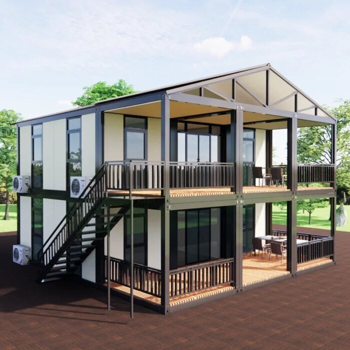 40Ft Two Layers Triangle Roof Outdoor Terrace Modern Module Premade Hotel Style Apartment House 20Ft Tiny House For Sale - Image 2
