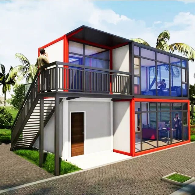 40Ft Two Layers Triangle Roof Outdoor Terrace Modern Module Premade Hotel Style Apartment House 20Ft Tiny House For Sale 10 36340 Q2Eeov