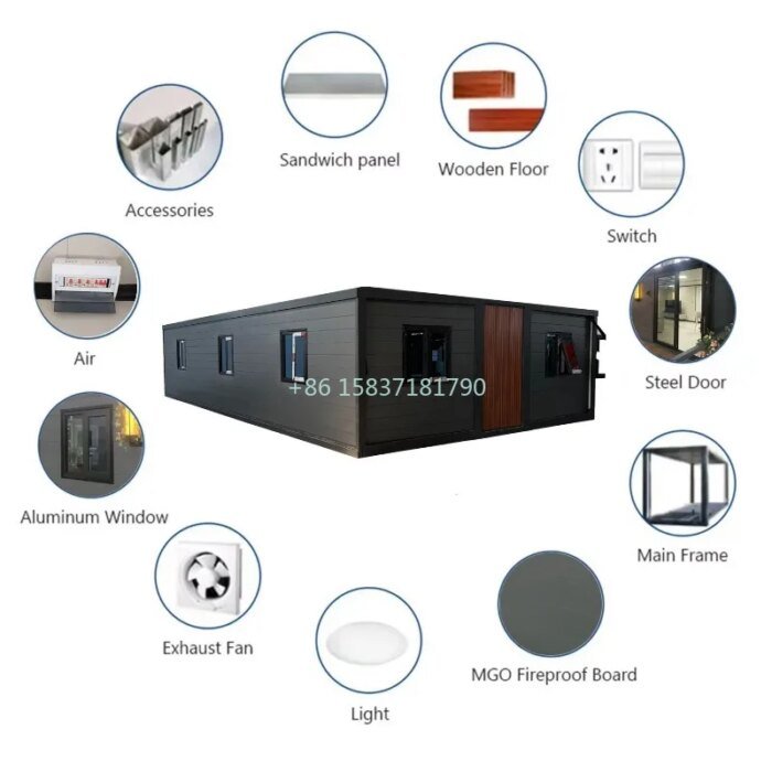 Customized Luxury Expandable Container House 72 Sqm Mobile Home Container Kitchen Toilet Holiday Tiny Home Portable Cabin Office - Image 6