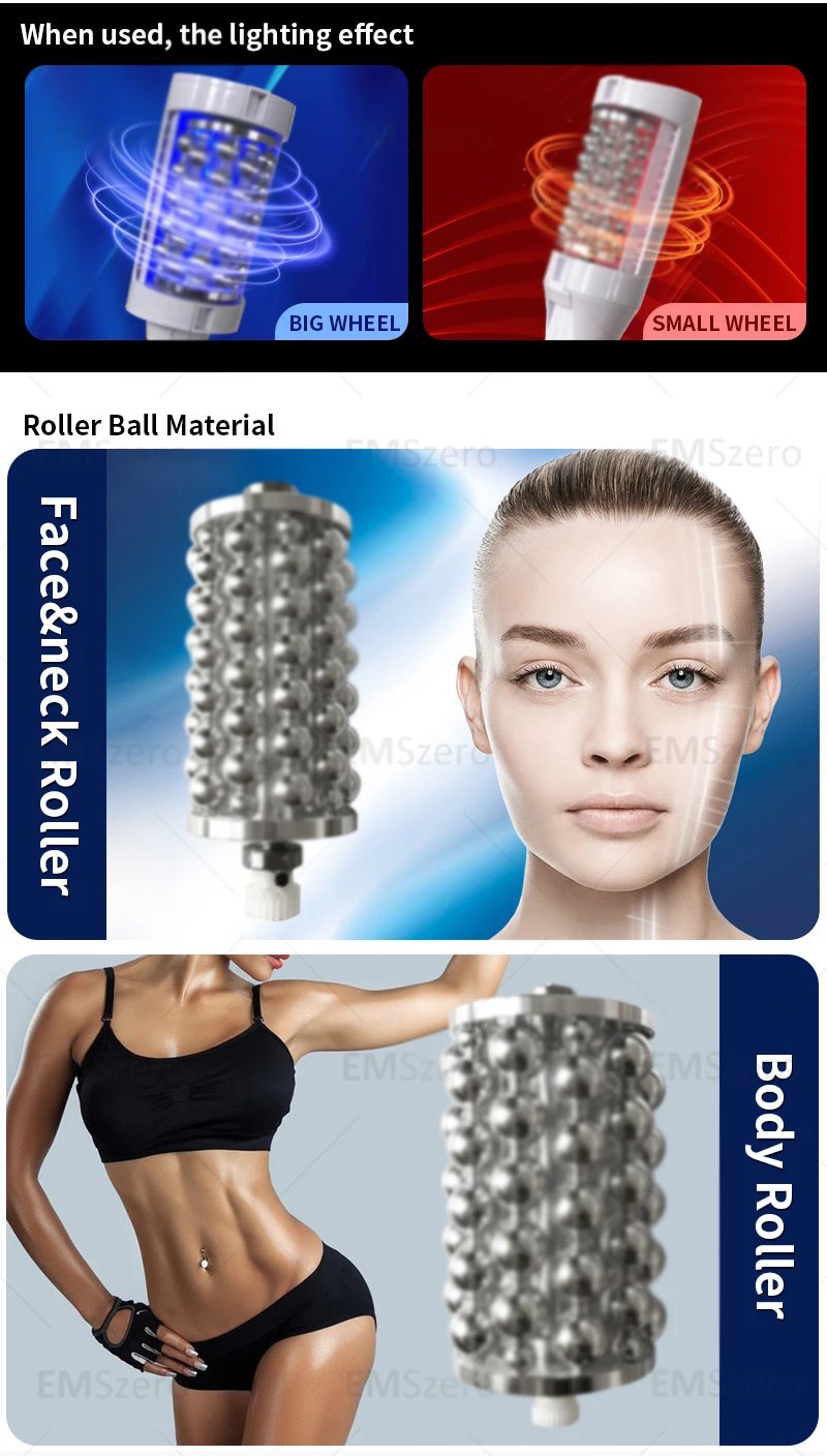 Emszero 6500W 200Hz  Roller Slimming Cellulite Reduction Inner Ball Roller 360 Degree Infrared Vacuum Roller Massage Beauty
