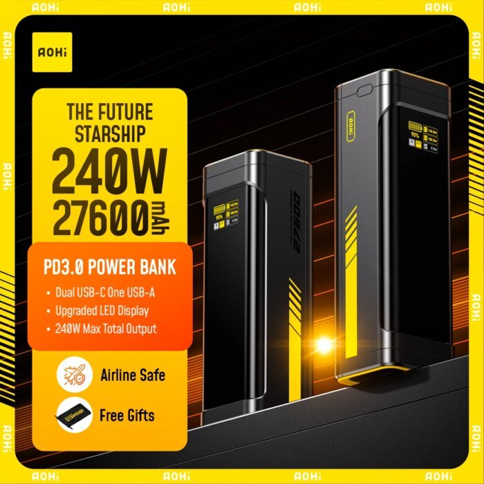 Aohi The Future Starship 240W 27,600Mah Led Display Power Bank With 3Ft C-C Cable - Image 1