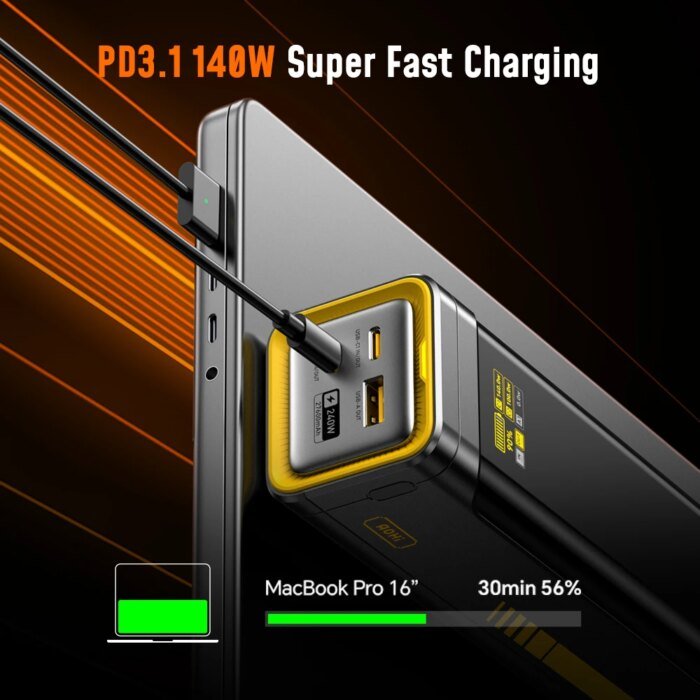 Aohi The Future Starship 240W 27,600Mah Led Display Power Bank With 3Ft C-C Cable - Image 3