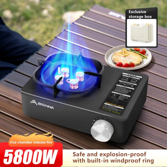 Bisinna Camping Gas Stove 5800W High Firepower Outdoor Portable Cassette Burner For Picnic Hiking Trekking - Image 4