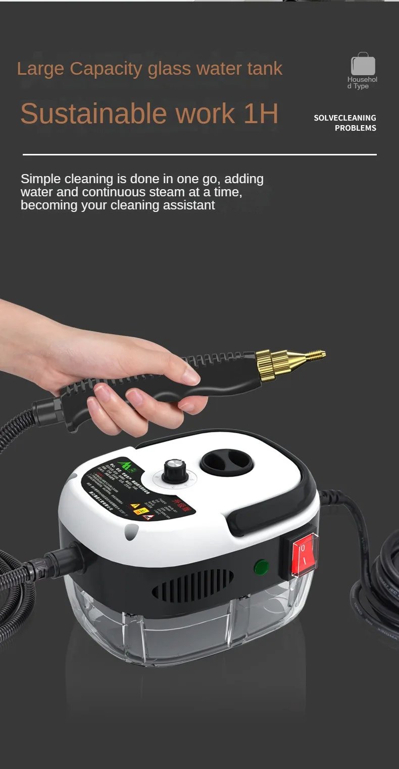 2500W Portable Steam Cleaner High Temperature Sterilization Pressure Jet Washer Machine for Home Car Kitchen Air Conditioner