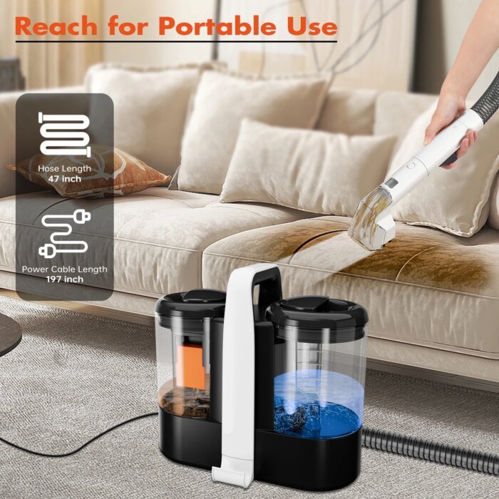 Omeser W07 Handheld Carpet Cleaner 600W 15Kpa Corded Spot Clean Machine Wet Fabric Carpet Sofa Cleaning Pet Portable Car - Image 6