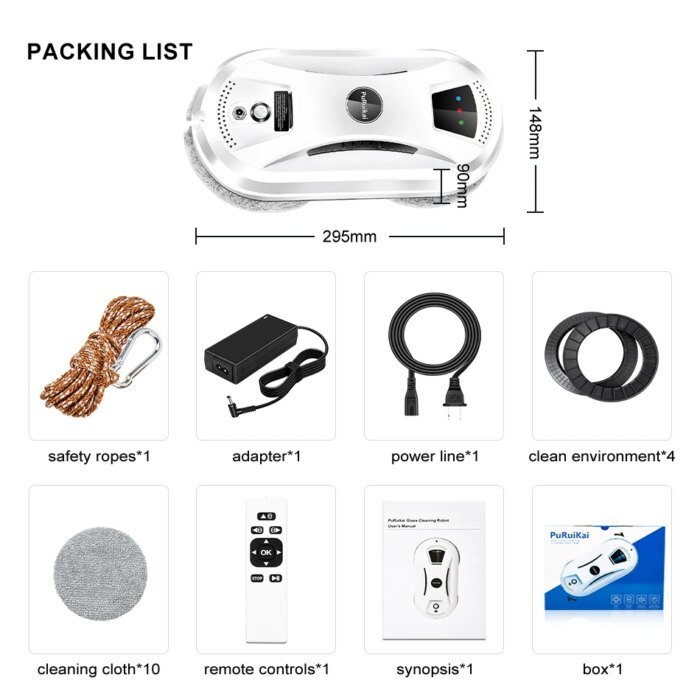 Puruikai Ultra Thin Robot Vacuum Cleaner Window Cleaning Robot Window  Electric Glass Limpiacristales Remote Control For Home - Image 6