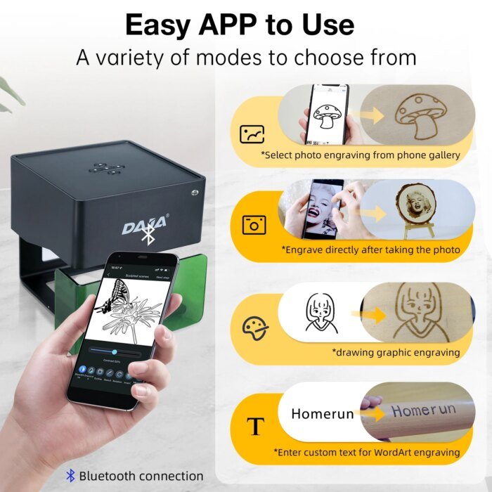Daja Dj6 Mini Portable Laser Engraver Diy Bluetooth Machine Painted Dog Tag Paper Leather Wooden Plastic Logo Cnc Machine - Image 2
