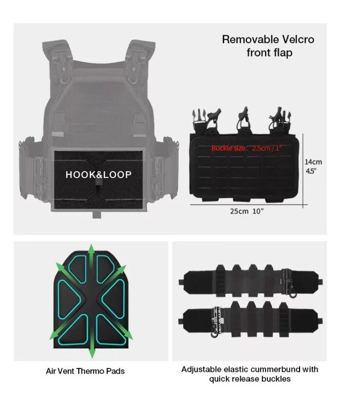 Yakeda Tactical Vest Outdoor Hunting Plate Carrier Protective Adjustable Vest Airsoft Carrier Combat Equipment - Image 6