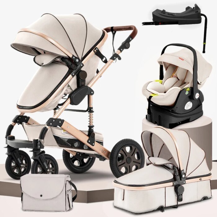 3 In 1 Baby Stroller,Baby Travel System,Baby Carriage 3In1 With Isofix Base,Foldable Newborn Pram,Reversible Standard Stroller - Image 1