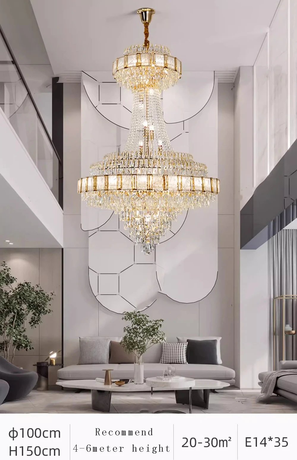 Chandelier Crystal Luxury Large Gold Nordic Home Decoration Led High-end Hanging Lamp Cristal Lustres for Staircase Villa Duplex