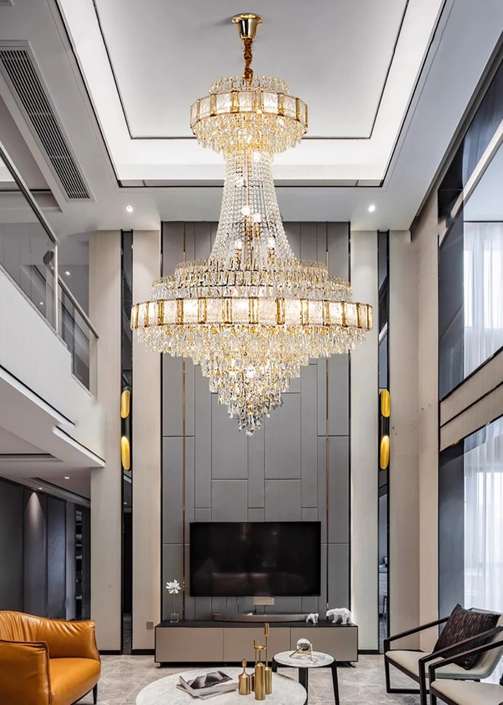 Chandelier Crystal Luxury Large Gold Nordic Home Decoration Led High-end Hanging Lamp Cristal Lustres for Staircase Villa Duplex