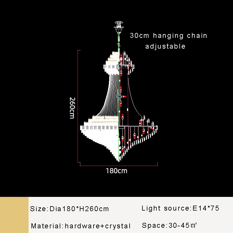 Chandelier Crystal Luxury Large Gold Nordic Home Decoration Led High-end Hanging Lamp Cristal Lustres for Staircase Villa Duplex