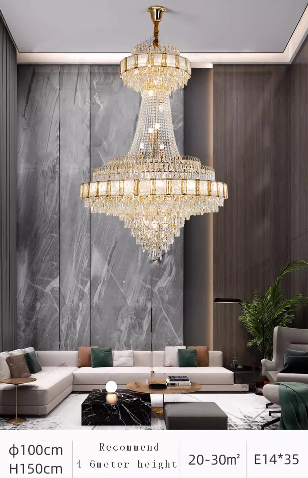 Chandelier Crystal Luxury Large Gold Nordic Home Decoration Led High-end Hanging Lamp Cristal Lustres for Staircase Villa Duplex