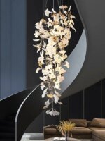 NEW Luxury Staircase Chandelier Villa Duplex Designer Pick Empty Lobby Apartment Jump Floor Ginkgo Leaf Long Hanging Lighting - Image 5