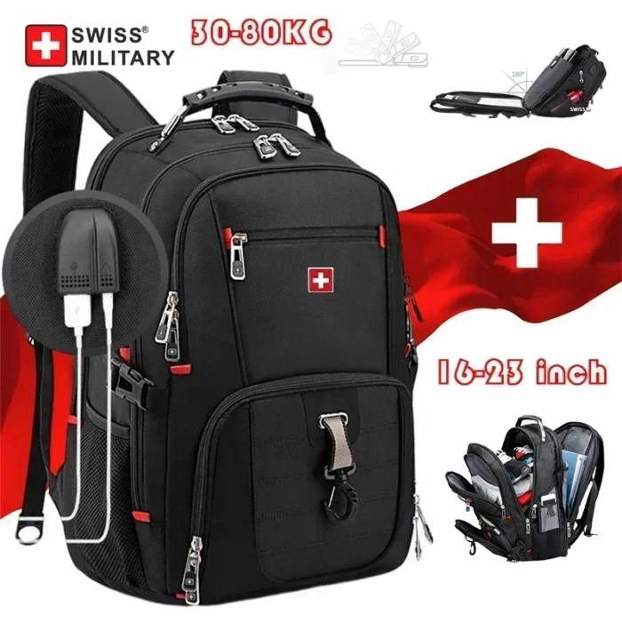 Swiss 17&Amp;Quot; Laptop Backpack Waterproof Usb Charge Port Swiss-Style Multifunctional Rucksack Schoolbag Mochila Hiking Travel Bag - Image 1
