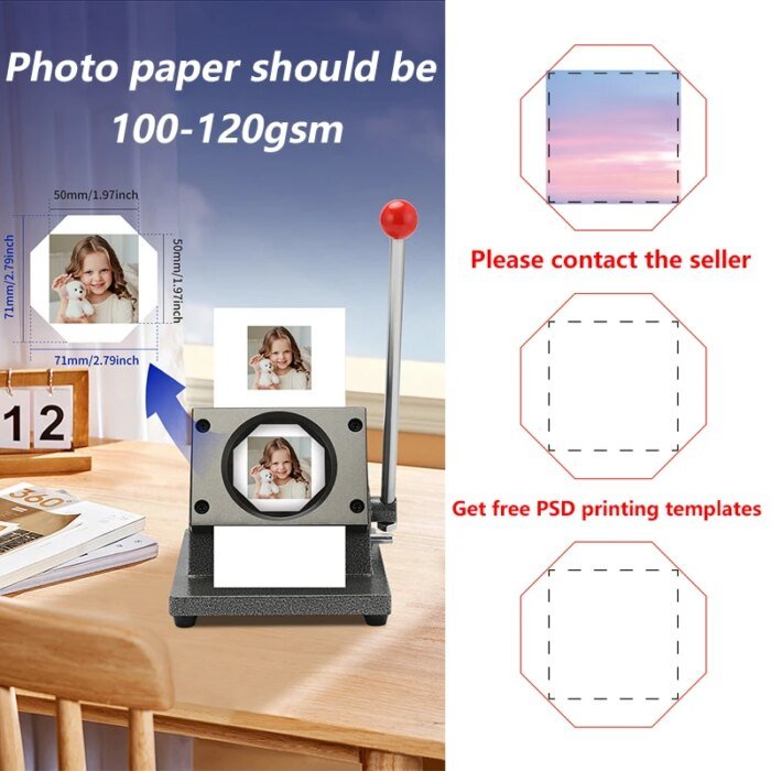 50*50Mm 2.5*2.5&Quot; Square Refrigerator Badge Making Machine Fridge Magnet Maker Machine Diy Paper Cutter Photo Magnetic Materials - Image 2