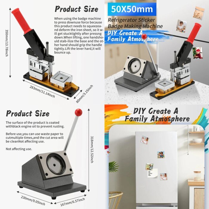 50*50Mm 2.5*2.5&Quot; Square Refrigerator Badge Making Machine Fridge Magnet Maker Machine Diy Paper Cutter Photo Magnetic Materials - Image 5