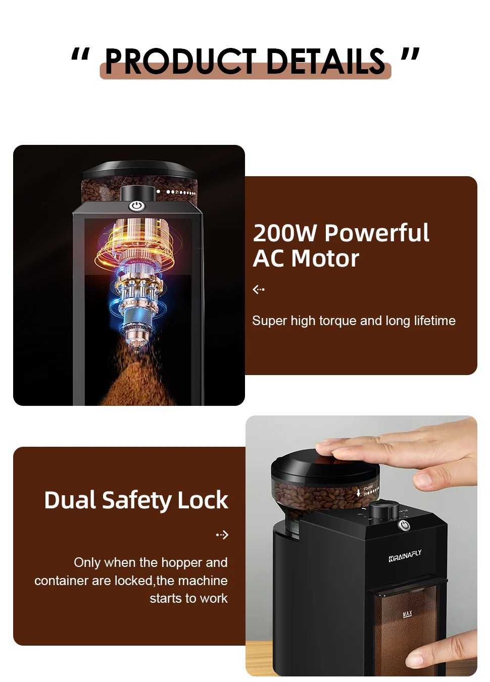 Automatic Burr Mill Coffee Grinder Electric Coffee Bean Grinding With 28 Adjustable Gears For Espresso French Press Drip Coffee Automatic Burr Mill Coffee Grinder Electric Coffee Bean Grinding With 28 Adjustable Gears For Espresso French Press Drip Coffee