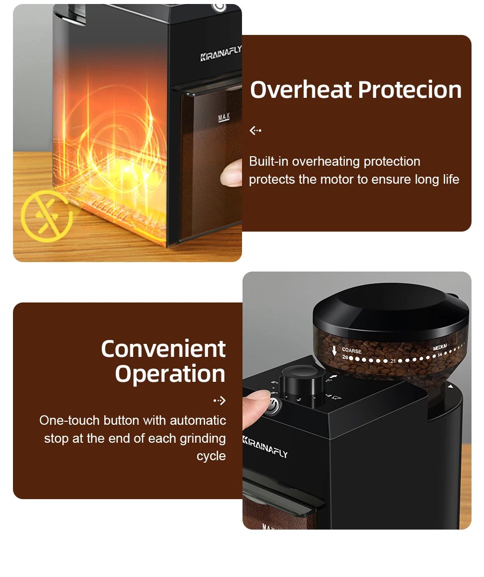 Automatic Burr Mill Coffee Grinder Electric Coffee Bean Grinding With 28 Adjustable Gears For Espresso French Press Drip Coffee Automatic Burr Mill Coffee Grinder Electric Coffee Bean Grinding With 28 Adjustable Gears For Espresso French Press Drip Coffee