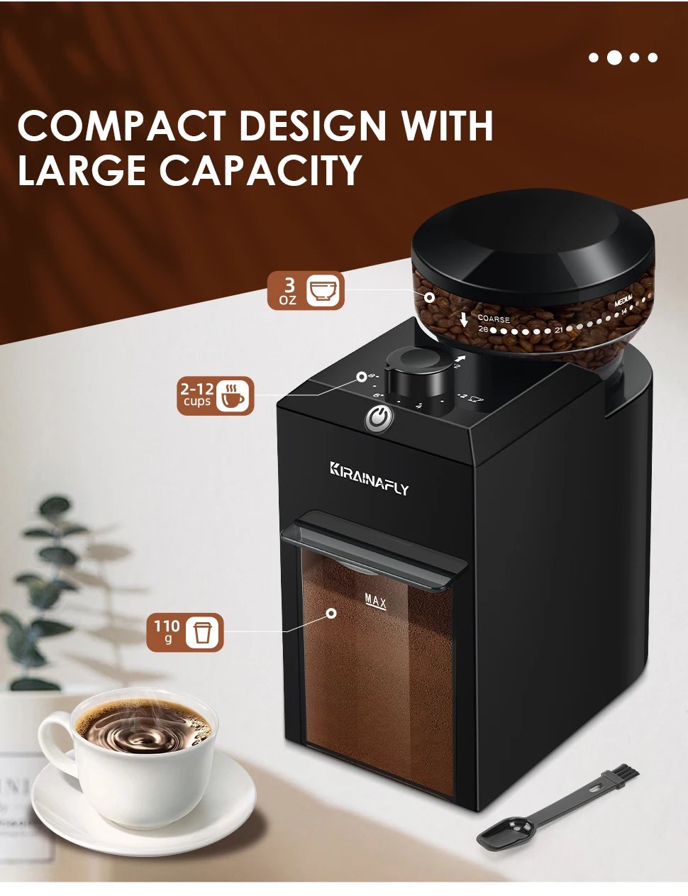 Automatic Burr Mill Coffee Grinder Electric Coffee Bean Grinding With 28 Adjustable Gears For Espresso French Press Drip Coffee Automatic Burr Mill Coffee Grinder Electric Coffee Bean Grinding With 28 Adjustable Gears For Espresso French Press Drip Coffee