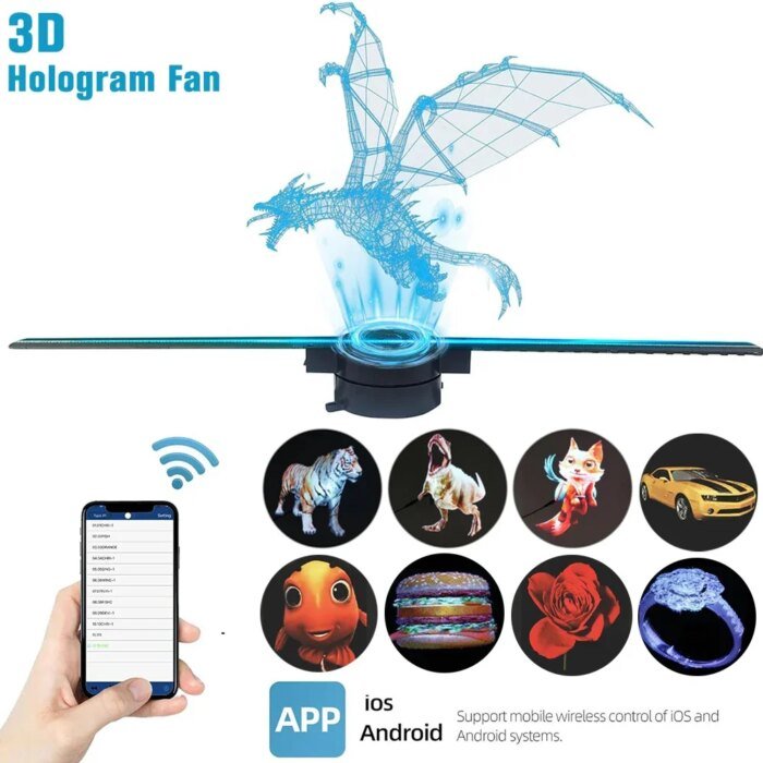 3D Hologram Fan 42Cm Wifi 3D Holographic Projector Advertising Display Light Hd Holographic Projector For Stores Bars Party Xmas - Image 4