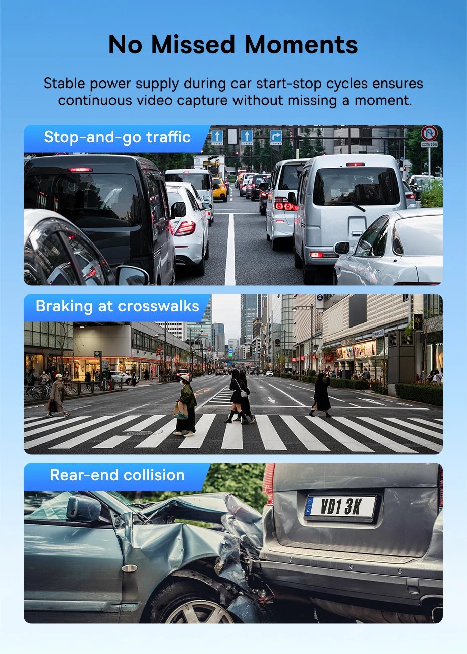 Baseus 3K Dash Cam Vd1 Front And Rear Cam Hd Built-In Gps Galileo Supercapacitor Car Dvr Car Camera Recorder Support 24H Parking Baseus 3K Dash Cam Vd1 Front And Rear Cam Hd Built-In Gps Galileo Supercapacitor Car Dvr Car Camera Recorder Support 24H Parking
