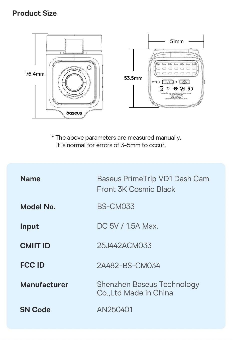Baseus 3K Dash Cam Vd1 Front And Rear Cam Hd Built-In Gps Galileo Supercapacitor Car Dvr Car Camera Recorder Support 24H Parking Baseus 3K Dash Cam Vd1 Front And Rear Cam Hd Built-In Gps Galileo Supercapacitor Car Dvr Car Camera Recorder Support 24H Parking