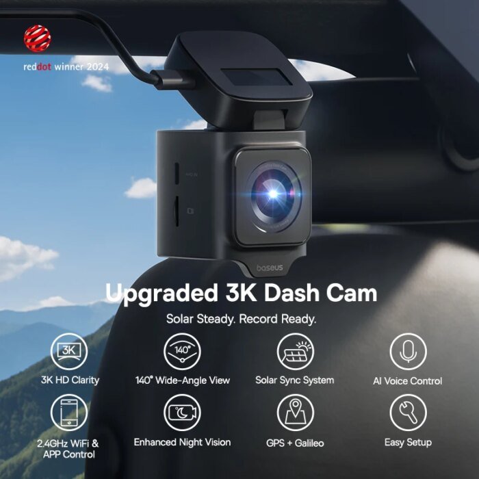 Baseus 3K Dash Cam Vd1 Front And Rear Cam Hd Built-In Gps Galileo Supercapacitor Car Dvr Car Camera Recorder Support 24H Parking - Image 2