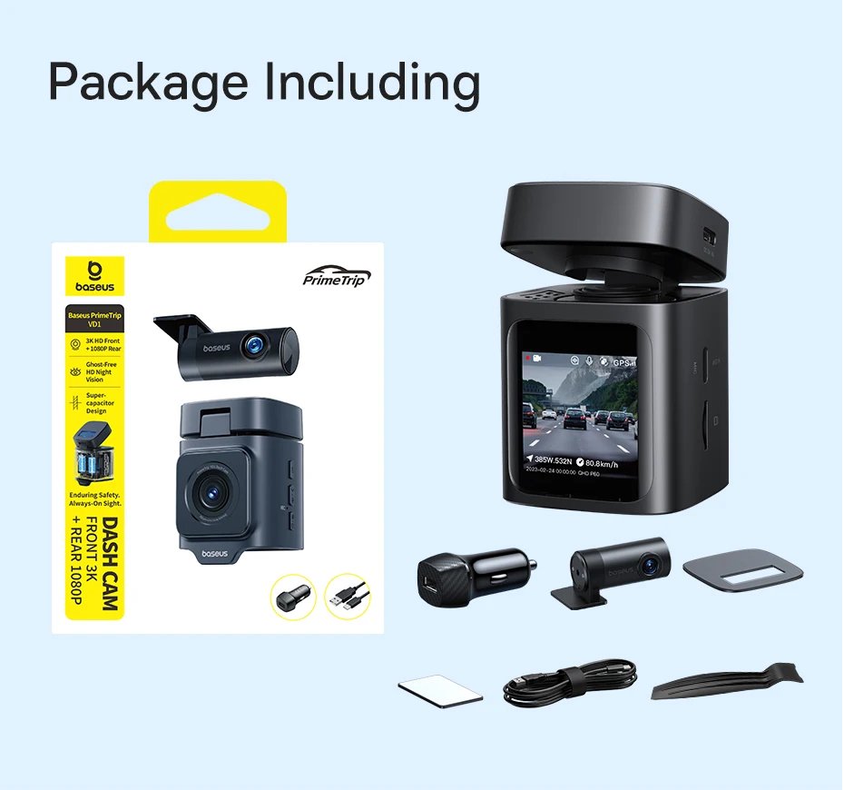Baseus 3K Dash Cam Vd1 Front And Rear Cam Hd Built-In Gps Galileo Supercapacitor Car Dvr Car Camera Recorder Support 24H Parking Baseus 3K Dash Cam Vd1 Front And Rear Cam Hd Built-In Gps Galileo Supercapacitor Car Dvr Car Camera Recorder Support 24H Parking
