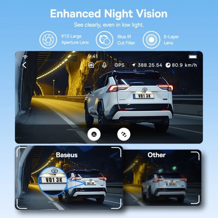 Baseus 3K Dash Cam Vd1 Front And Rear Cam Hd Built-In Gps Galileo Supercapacitor Car Dvr Car Camera Recorder Support 24H Parking - Image 4