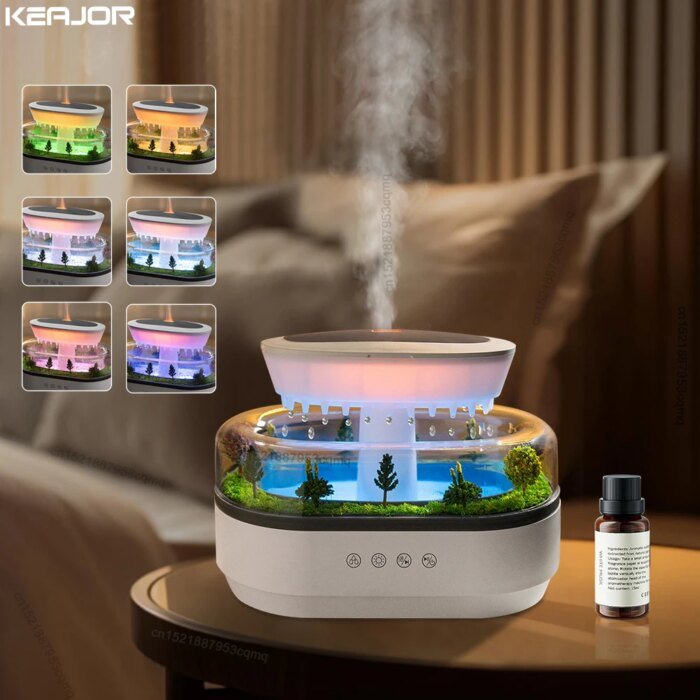 Aroma Humidifier Raindrop Air Humidifier Colorful Light White Noise Essemtial Oil Diffuser Home Ultrasonic Fragrance Diffuser - Image 1