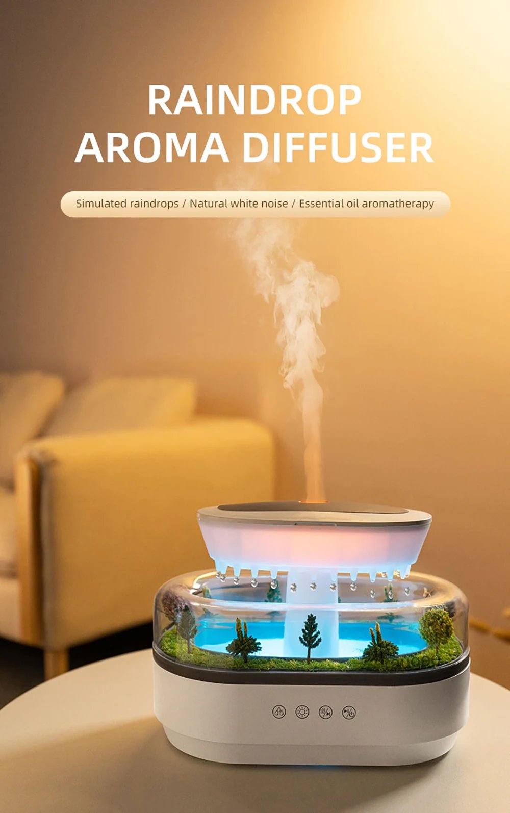 Aroma Humidifier Raindrop Air Humidifier Colorful Light White Noise Essemtial Oil Diffuser Home Ultrasonic Fragrance Diffuser Aroma Humidifier Raindrop Air Humidifier Colorful Light White Noise Essemtial Oil Diffuser Home Ultrasonic Fragrance Diffuser