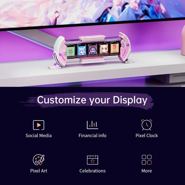 Divoom Times Gate - Cute Gaming Digital Clock With Smart App-Controlled, Support Weather Forecast, Stock Market/Exchange Rate - Image 3