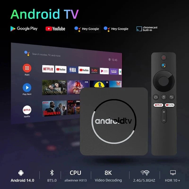 Q10 Android14 8K Hdr10+ Smart Tv Box Allwinner H313 128G Dual Wifi Bt5.0 Set Top Box Media Player With Google Voice Assistant 2 39980